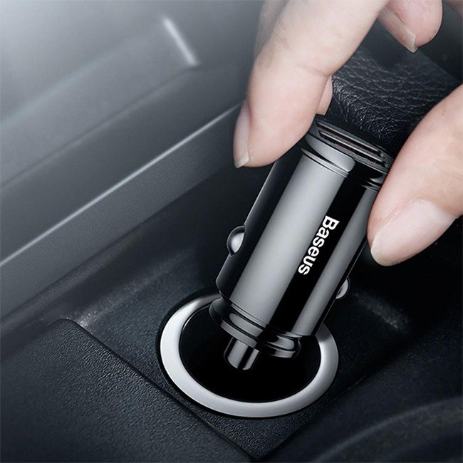Baseus Circular Plastic A+A 30W Dual QC3.0 Quick Car Charger Black-CCALL-YD01- 1 Year Warranty – 1 Year Warranty