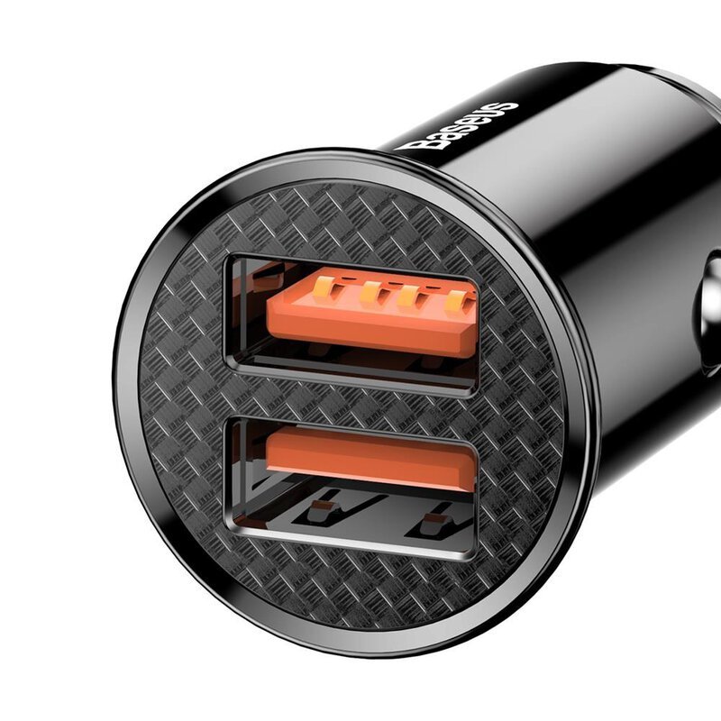 Baseus Circular Plastic A+A 30W Dual QC3.0 Quick Car Charger Black-CCALL-YD01- 1 Year Warranty – 1 Year Warranty