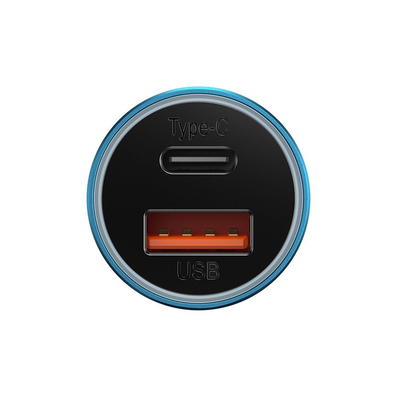 Baseus U+C 60W Golden Contactor Max Dual Fast Charger Car Charger Blue – CGJM000103- 1 Year Warranty