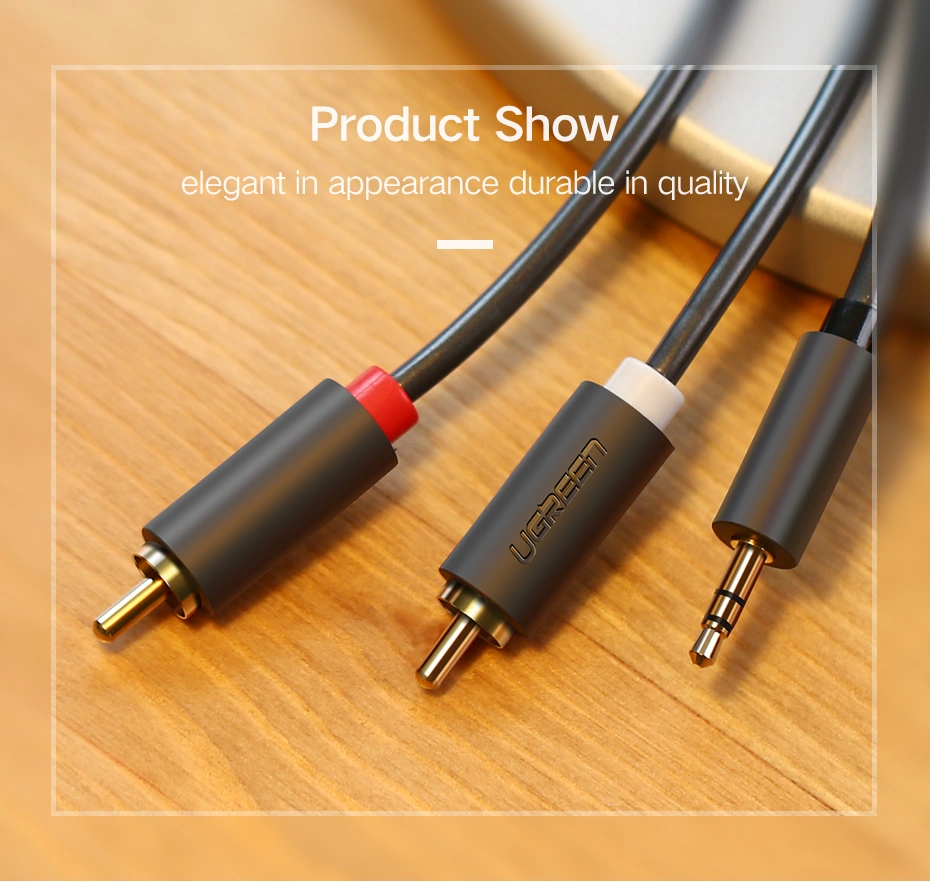 UGREEN 5 Meter 3.5mm Male to 2 RCA Male Audio Cable – Gray – AV102 – 10513 – 18 Months Warranty