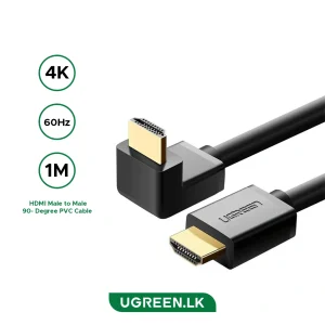 UGREEN 1 Meter 4K@60hz HDMI Male to Male 90 Degree Black Cable – HD103 – 10172 – 18 Months Warranty