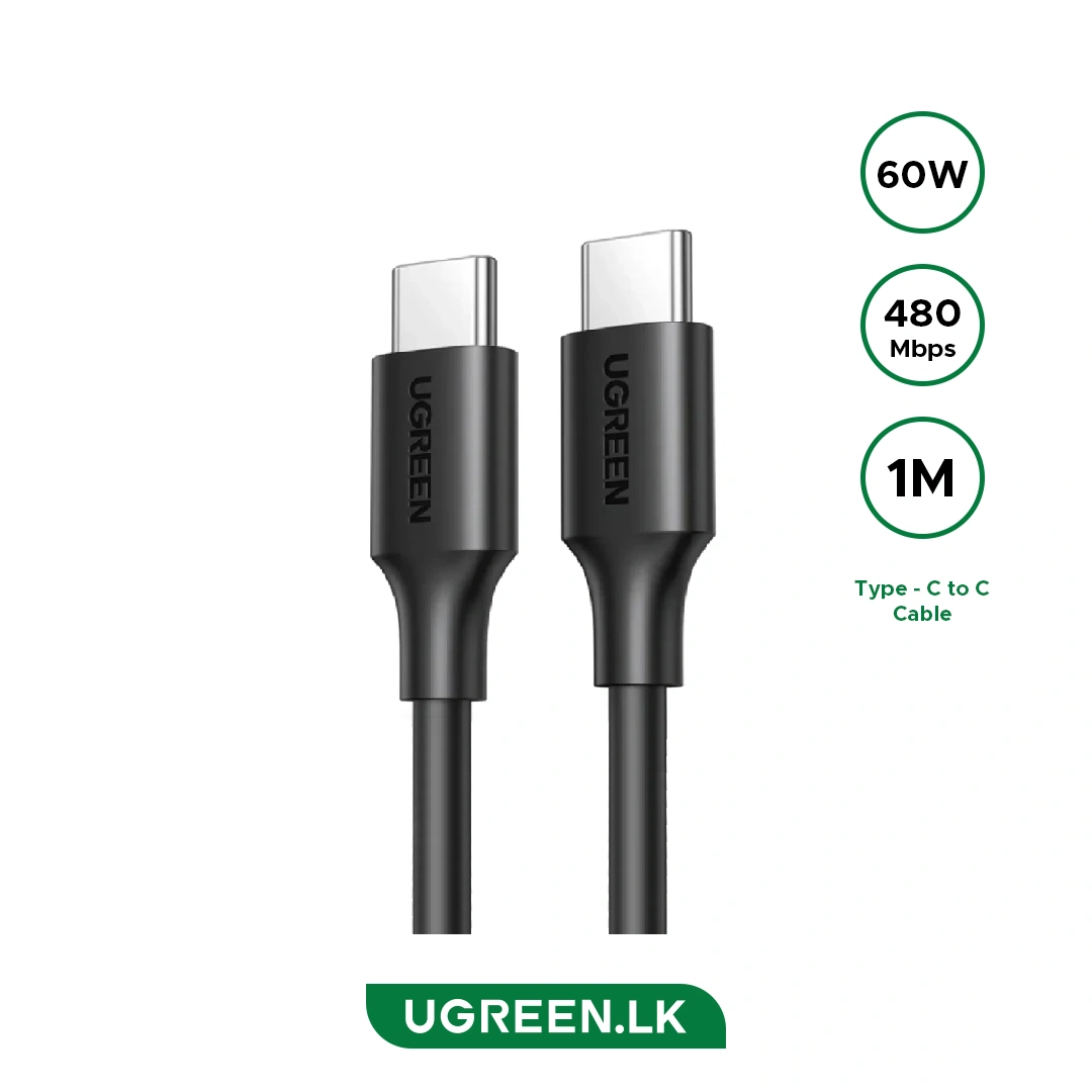 UGREEN 1 Meter 60W Type C to Type C Cable Nickel Plating – US286 – 50997 – 18 Months Warranty