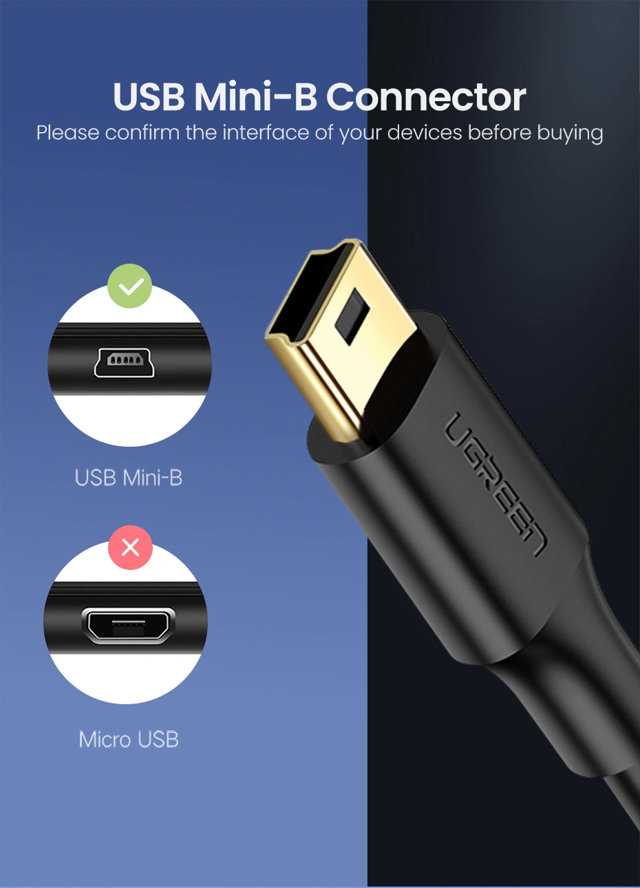 UGREEN 1.5 Meter USB 2.0 A Male to Mini 5 Pin Male Cable – US132 – 10385 – 18 Months Warranty