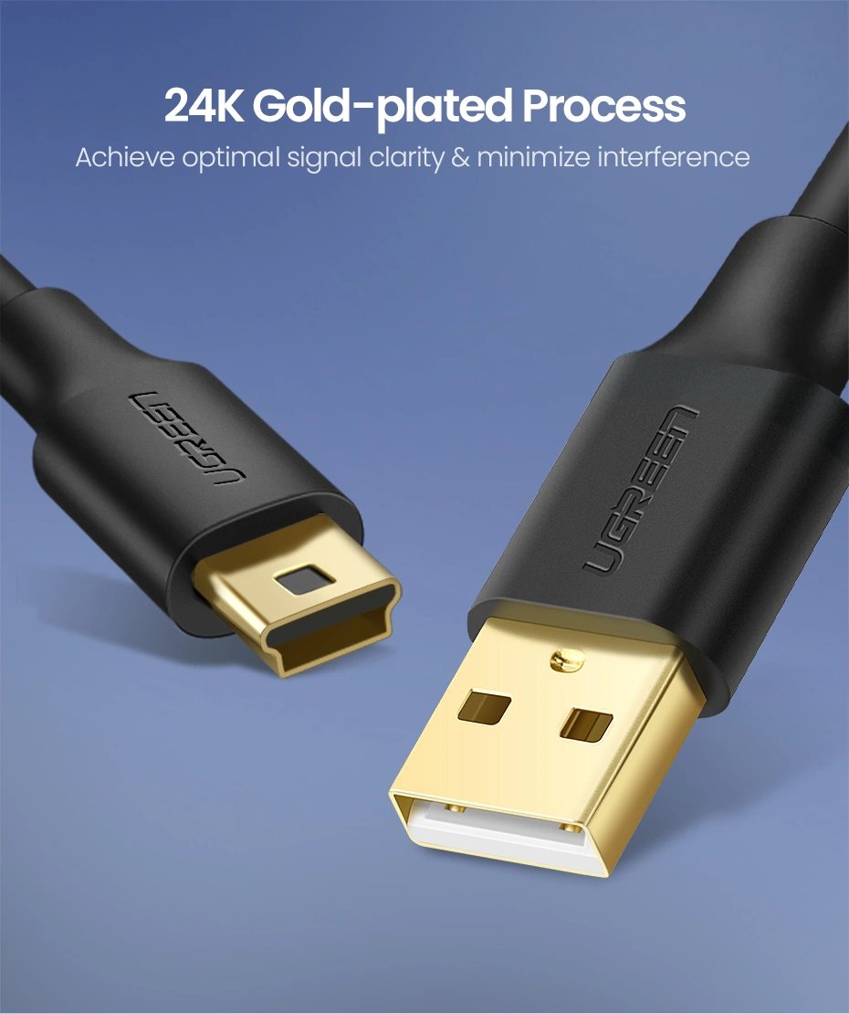 UGREEN 1.5 Meter USB 2.0 A Male to Mini 5 Pin Male Cable – US132 – 10385 – 18 Months Warranty