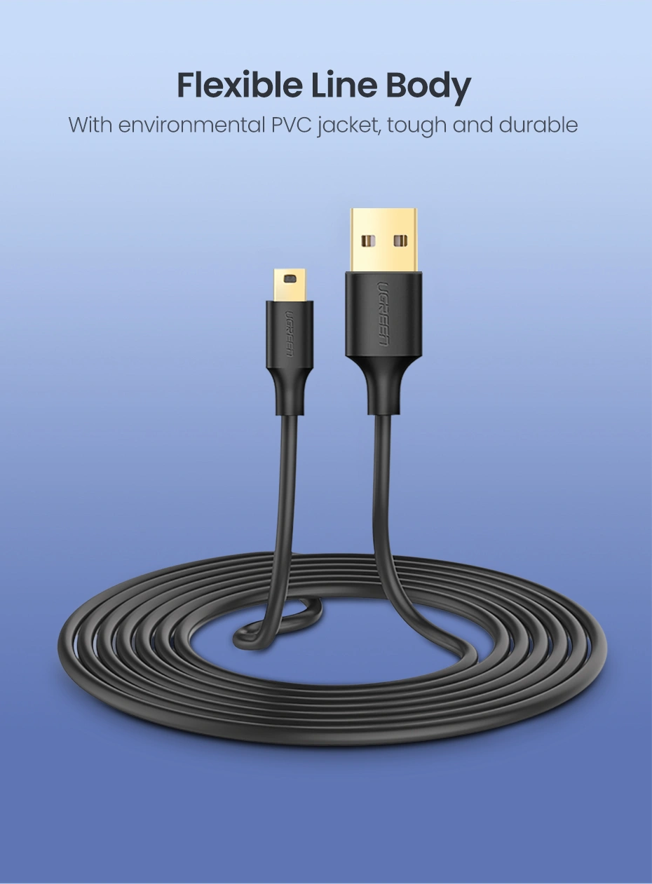 UGREEN 1.5 Meter USB 2.0 A Male to Mini 5 Pin Male Cable – US132 – 10385 – 18 Months Warranty