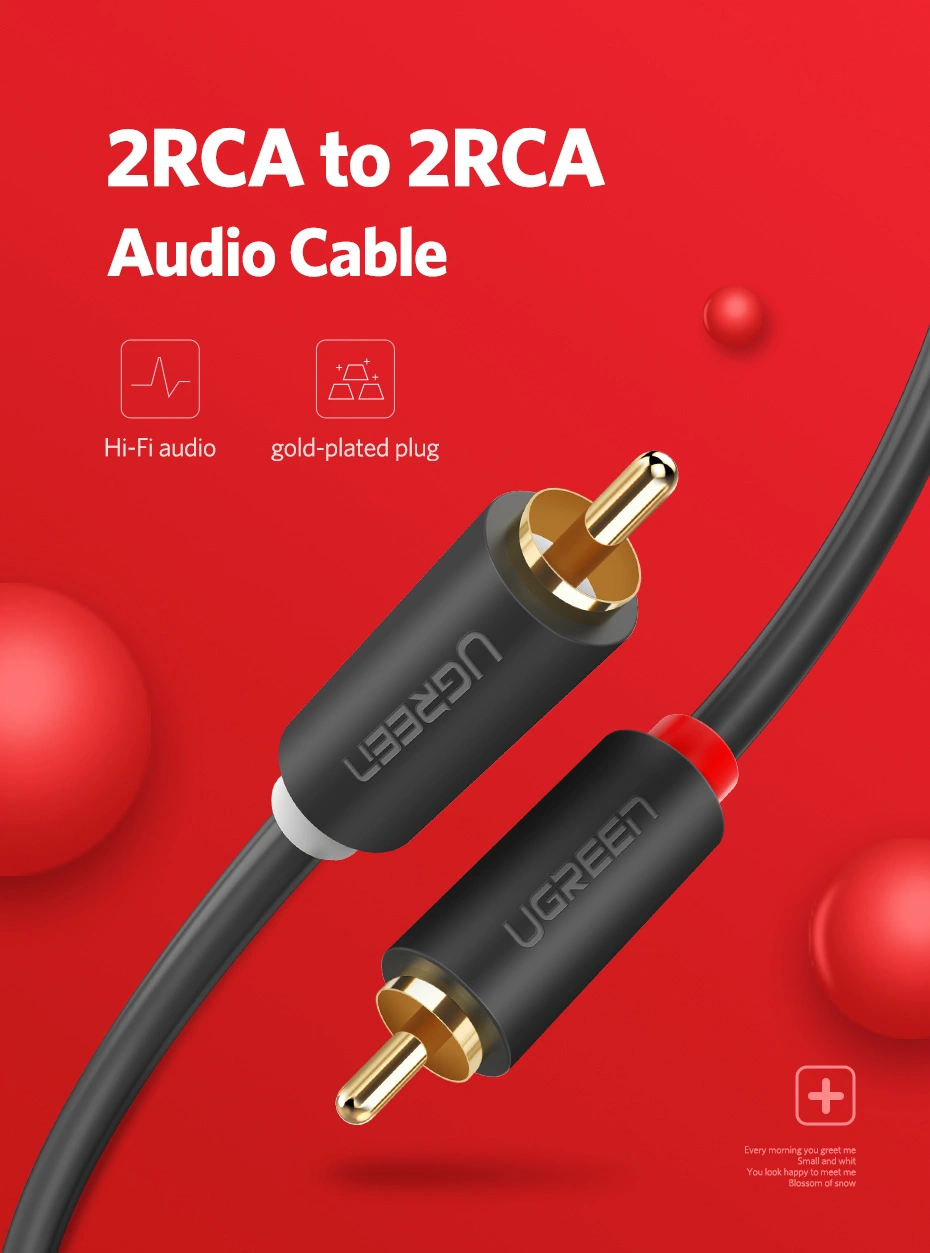 UGREEN 5 Meter 2RCA Male to 2RCA Male Cable – AV104 – 10520 – 18 Months Warranty