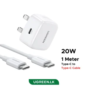UGREEN 20W Type-C Fast Charger Set With Type-C to Type-C 1 Meter Cable – CD137 – 45438 – 18 Months Warranty