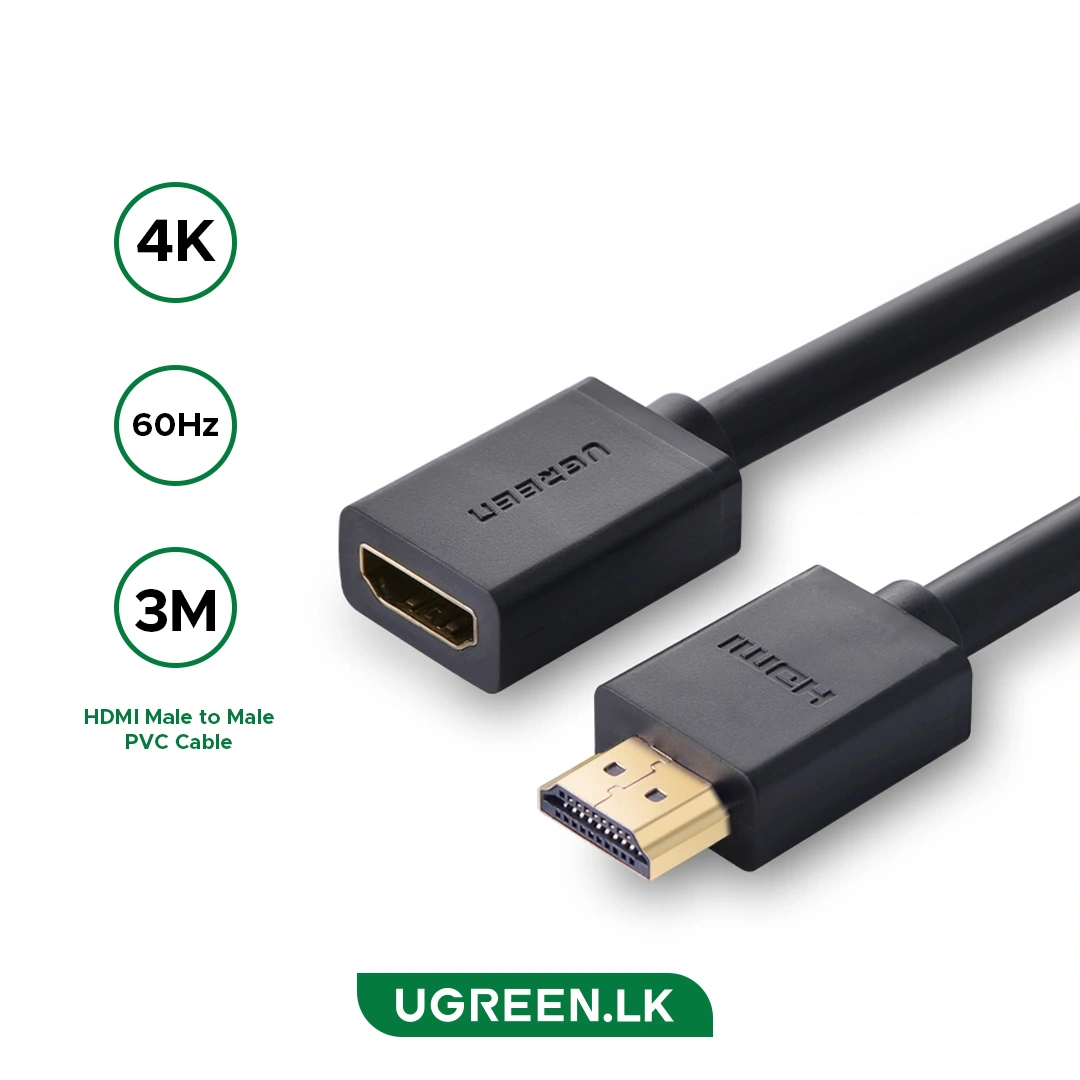 UGREEN 3 Meter 4K@60Hz HDMI Male to Female Extension Cable – HD107 – 10145 – 18 Months Warranty