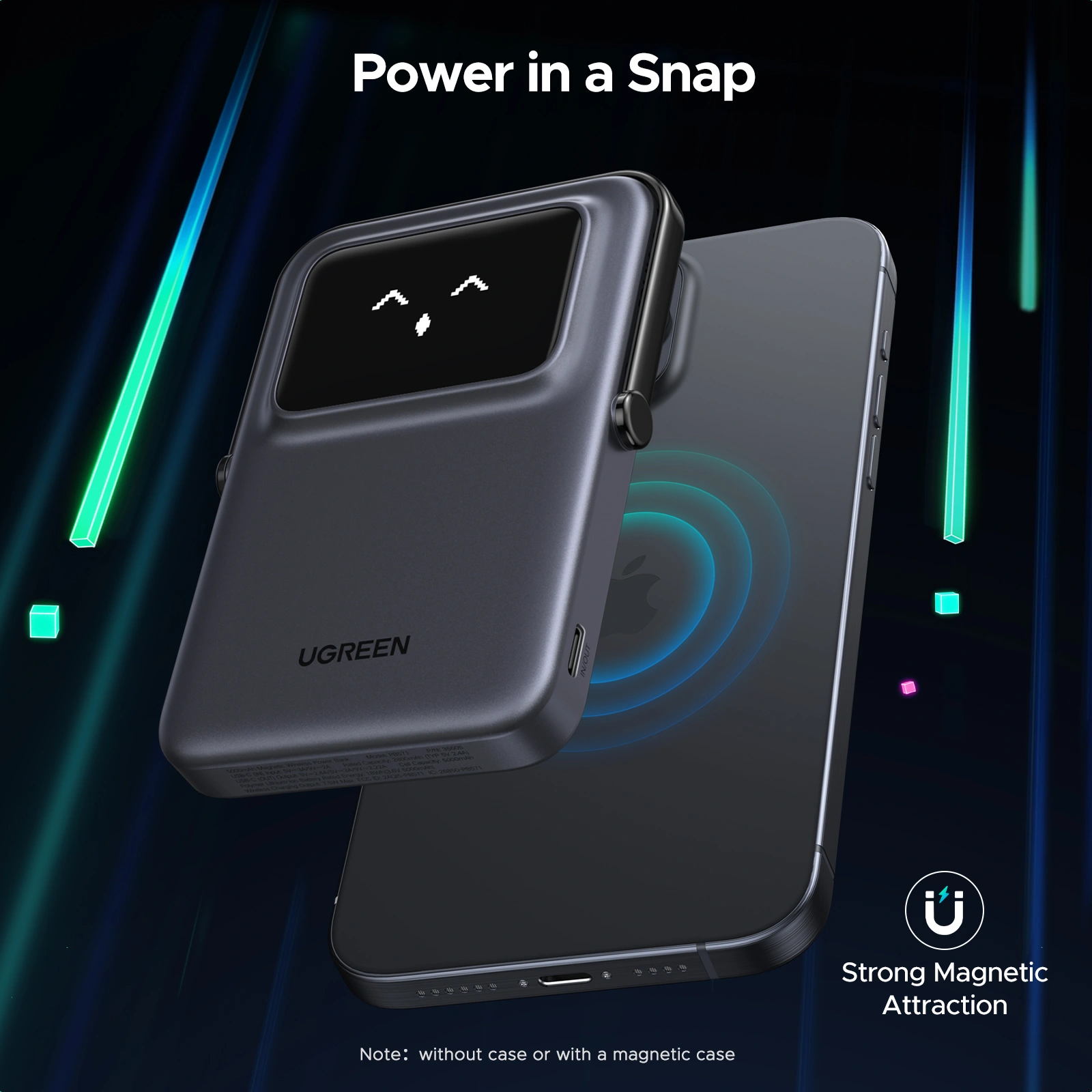 UGREEN 5000mah 20W Uno Series Magnetic Wireless Power Bank With Stand – PB571 – 35605B – 18 Months Warranty