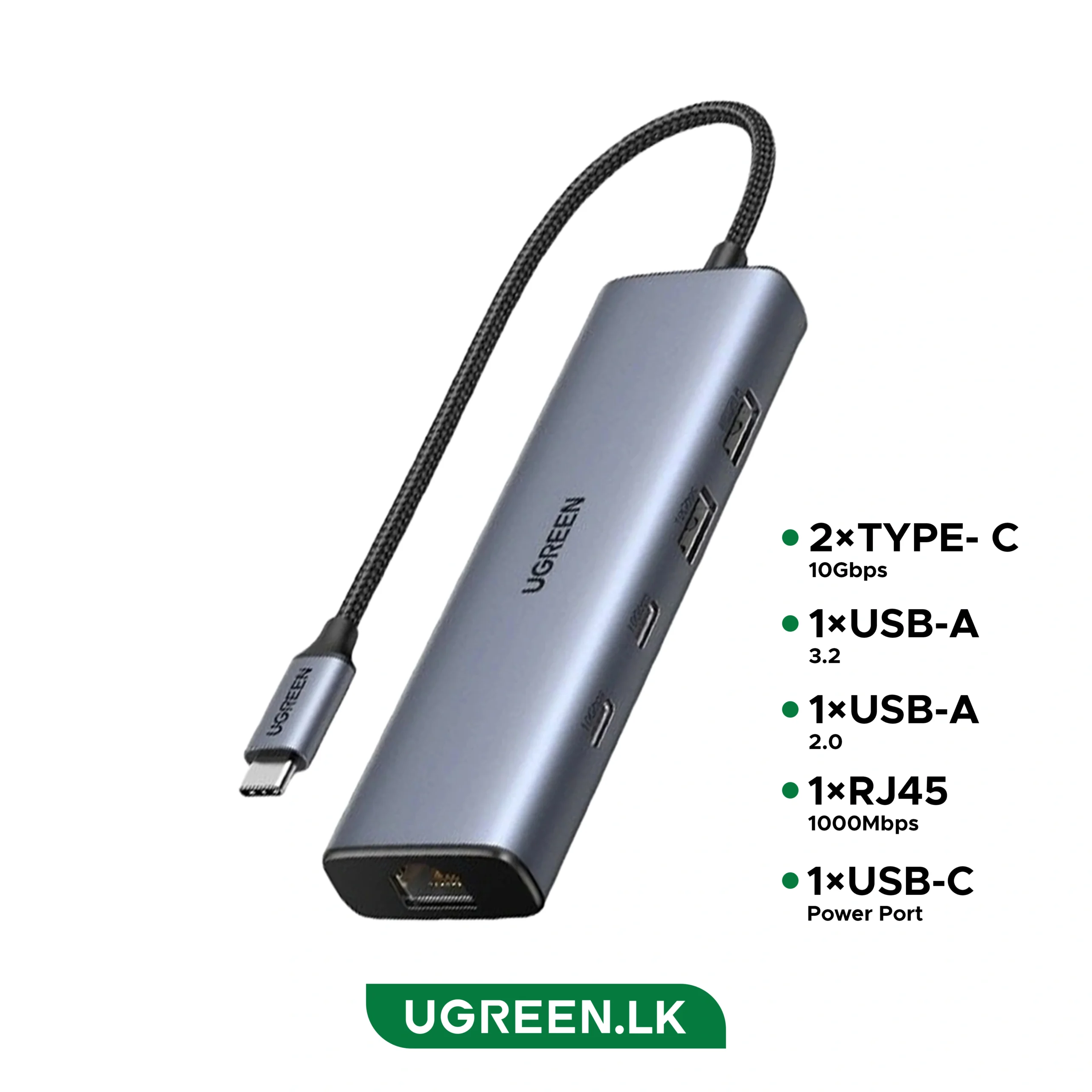 UGREEN 6 – in -1 Type-C Hub – CM512 – 45320 – 18 Months Warranty