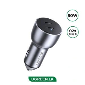 UGREEN 60W Dual Type-C Port PD Fast Car Charger – CD213 – 70594 – 18 Months Warranty