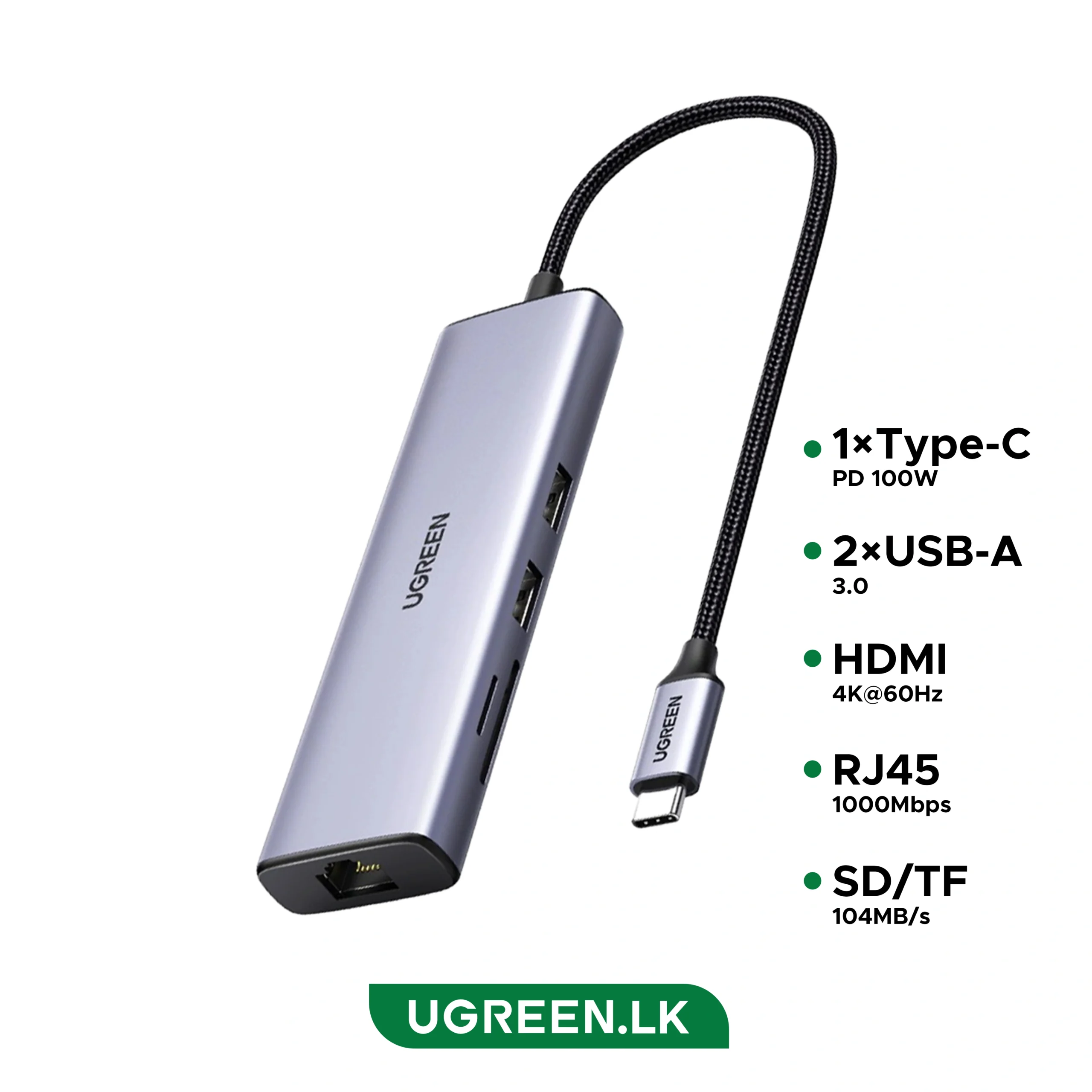 UGREEN 7 – in -1 Type-C Hub – CM512 – 60515 – 18 Months Warranty