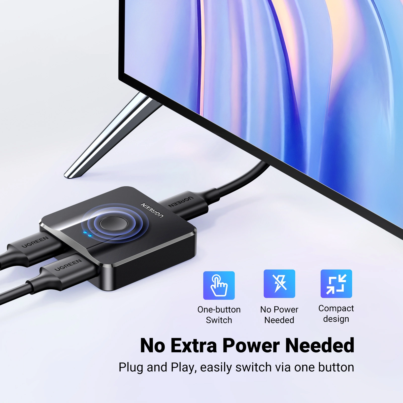 UGREEN HDMI Switcher 2 In 1 Out 4K@60Hz – CM217 – 50966 – 18 Months Warranty