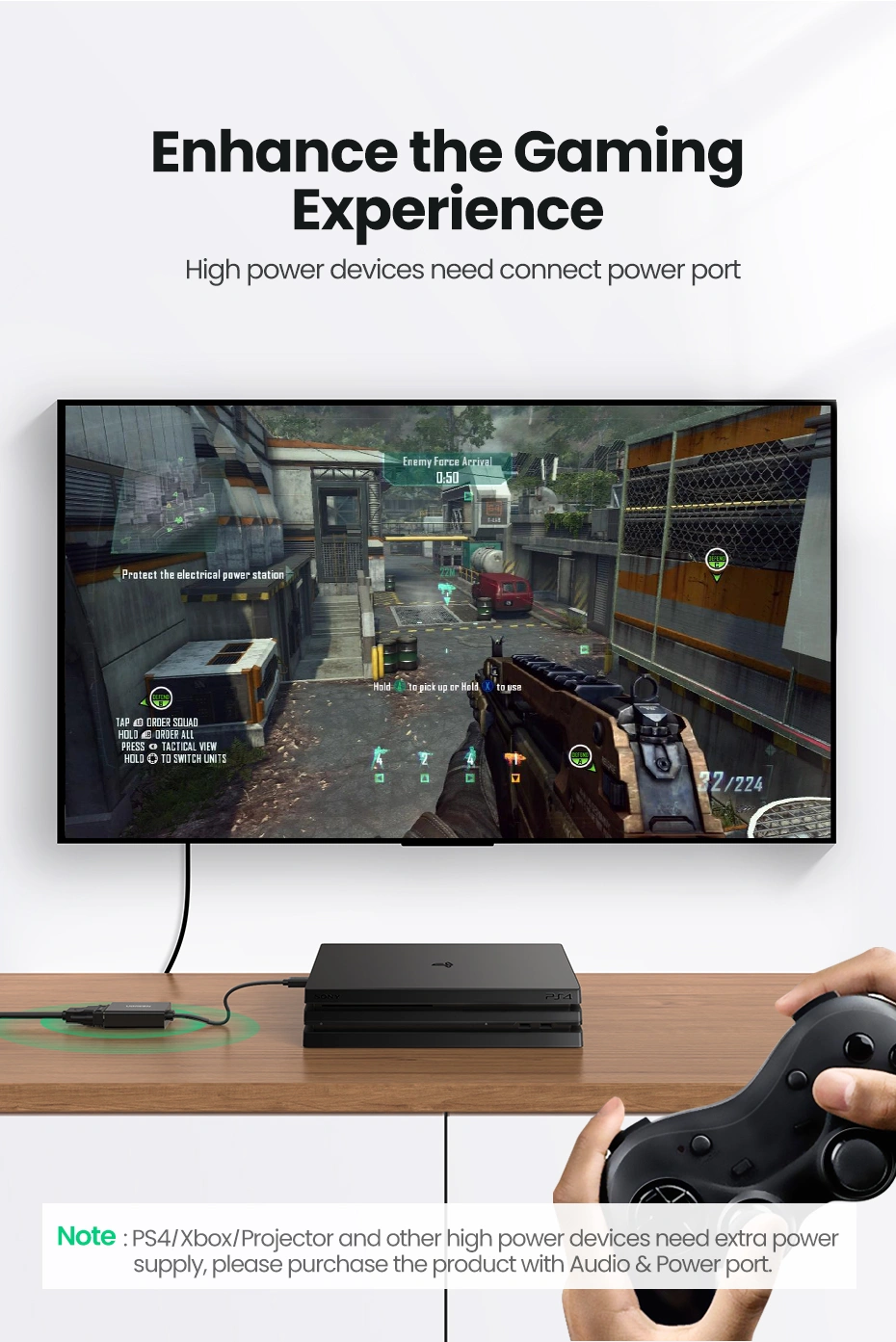 UGREEN HDMI To VGA + 3.5mm Audio With Power Port Converter 25cm – MM103 – 40248 – 18 Months Warranty