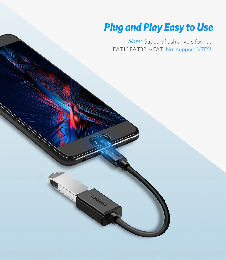 UGREEN Micro USB Male to USB-A Female Cable with OTG Nickel Plating 15cm – US133 – 10396 – 18 Months Warranty