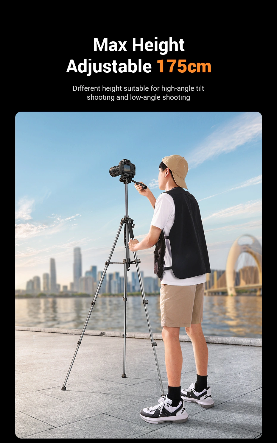 UGREEN Professional Tripod For Phone and Cameras (1.75m Maximum) – LP661 – 15187
