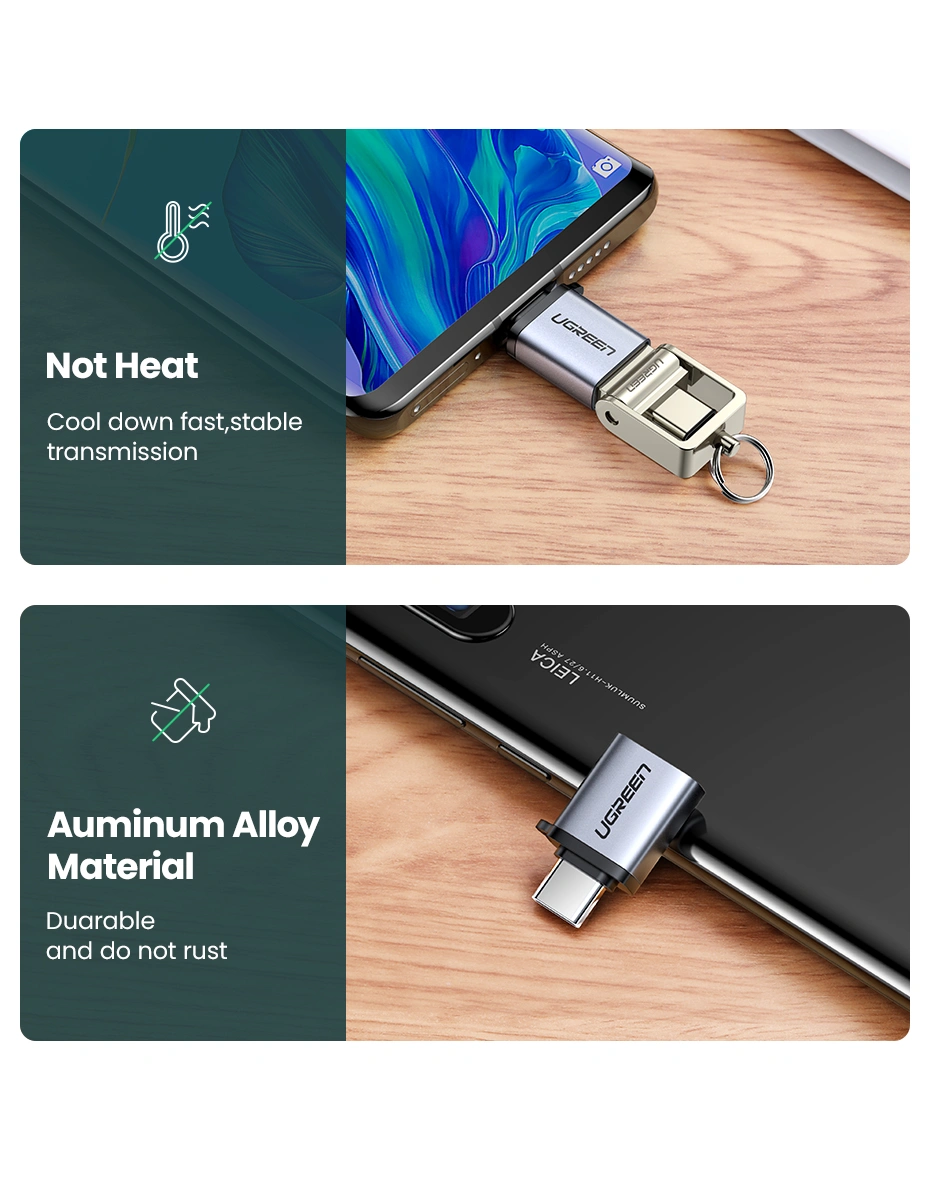 UGREEN Type-C 3.1 Male To USB 3.0 A Female Aluminum OTG Adapter – US270 – 50283 – 18 Months Warranty