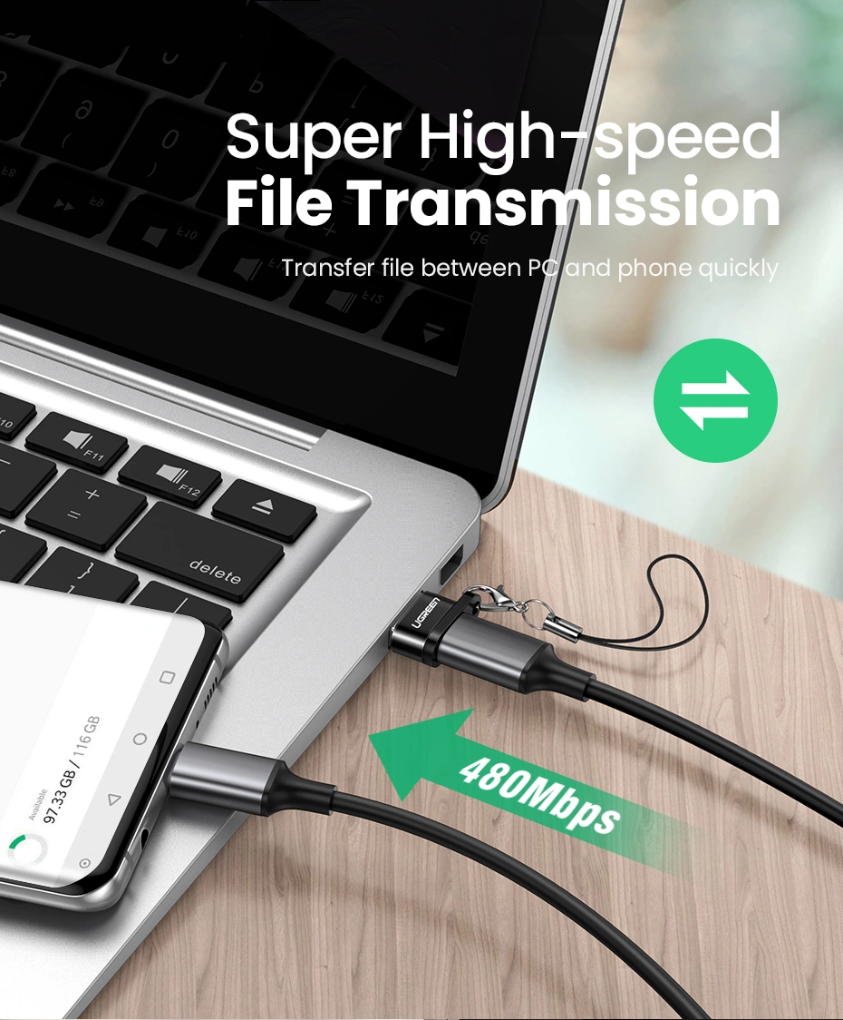 UGREEN USB 2.0 Male to Type-C Female Adapter – US280 – 50568 – 18 Months Warranty