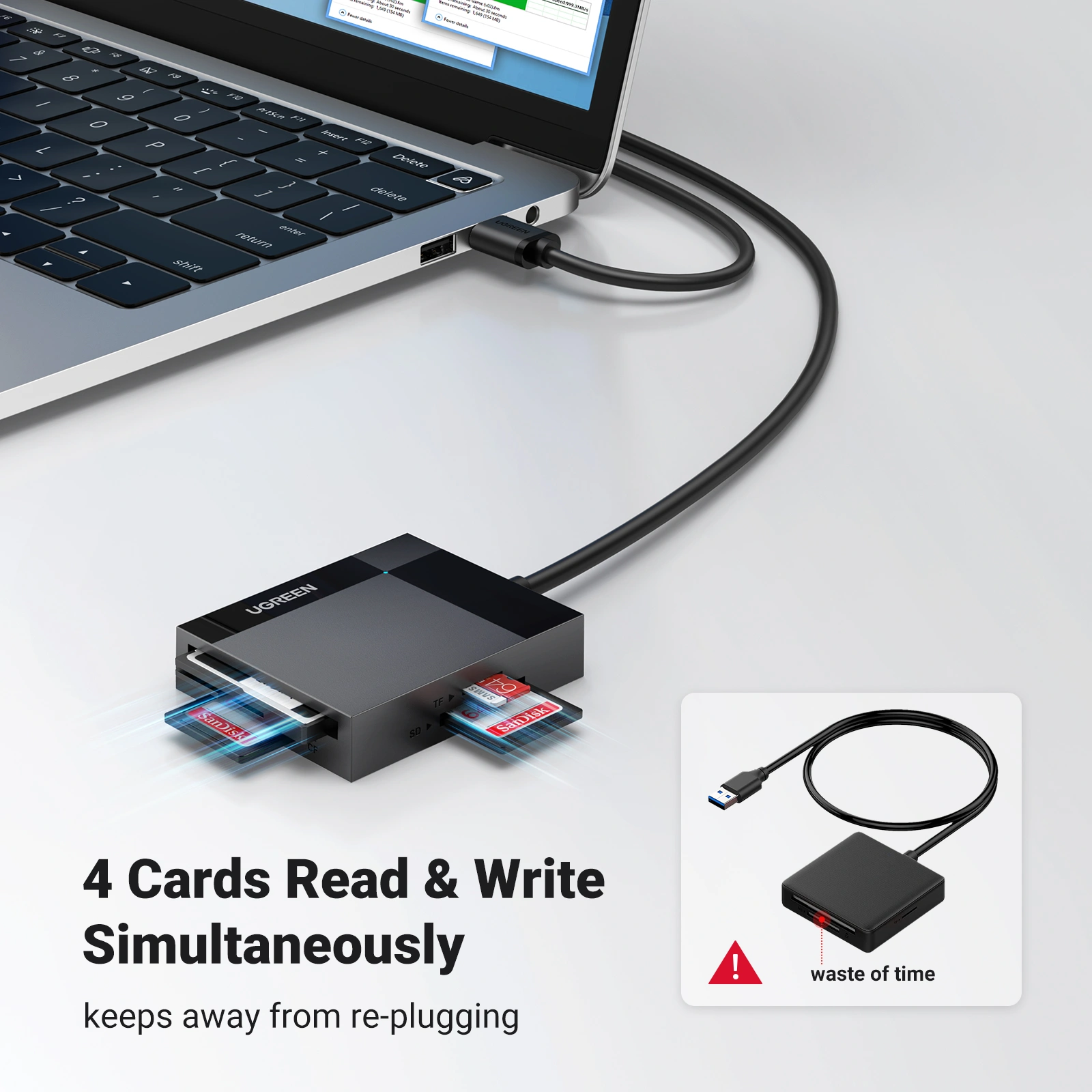 UGREEN 50cm USB 3.0 All-in-One Card Reader – CR125 – 30333 – 18 Months Warranty