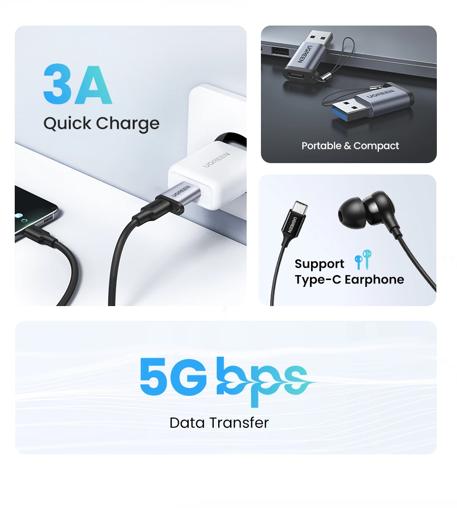 UGREEN USB 3.0 to Type-C Adapter – US276 – 50533 – 18 Months Warranty