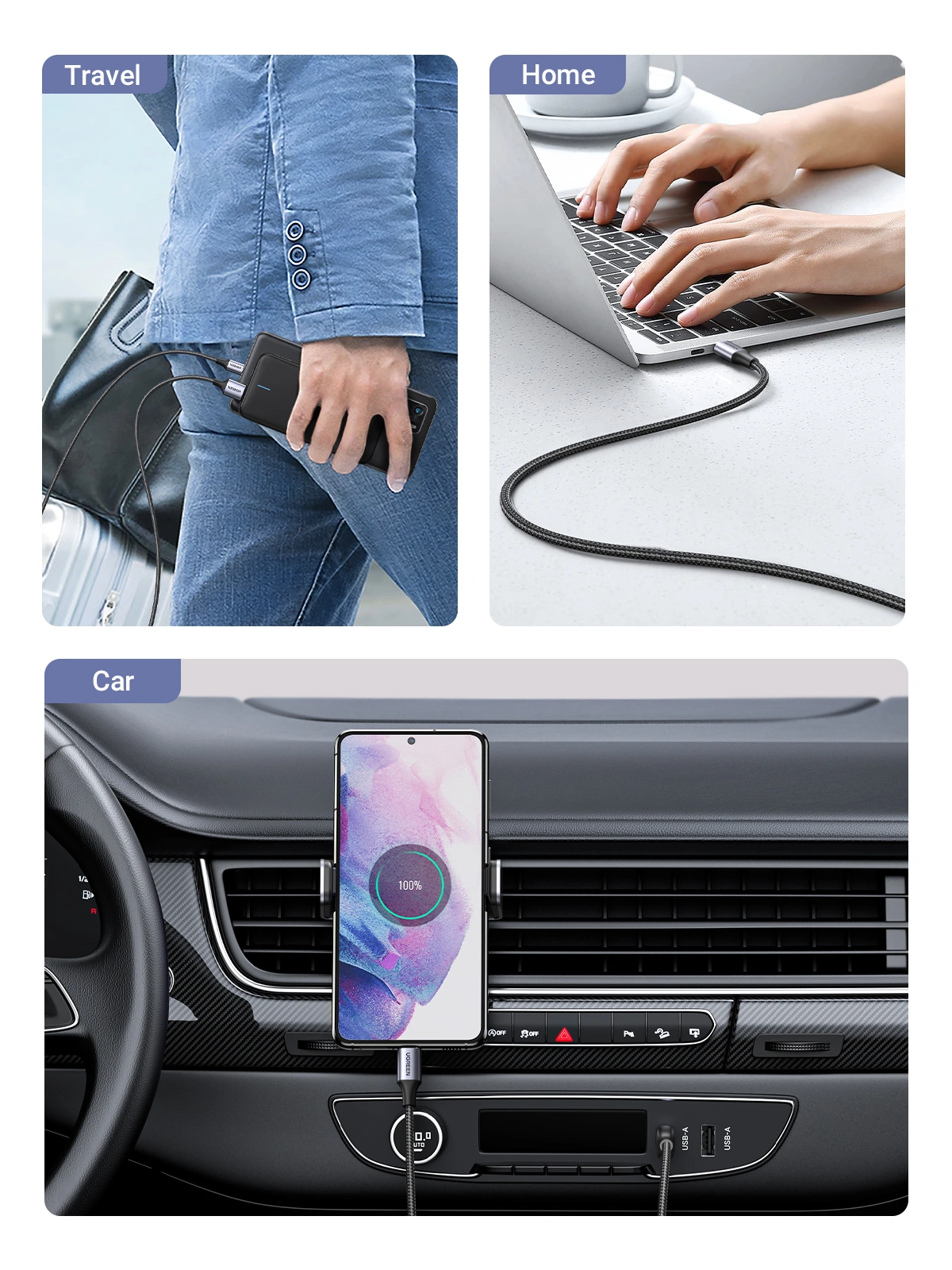 UGREEN 2 Meter 3Amp Max USB to Type-C Fast Charging Cable – US288 – 60128 – 18 Months Warranty