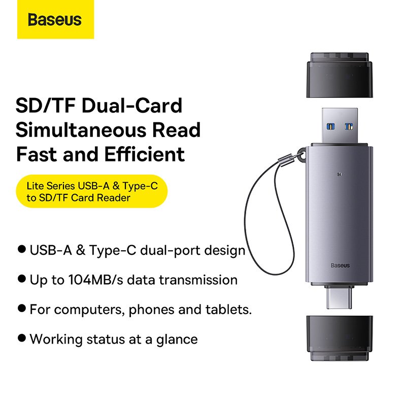 Baseus Card Reader Lite Series USB-A & Type-C- 1 Year Warranty