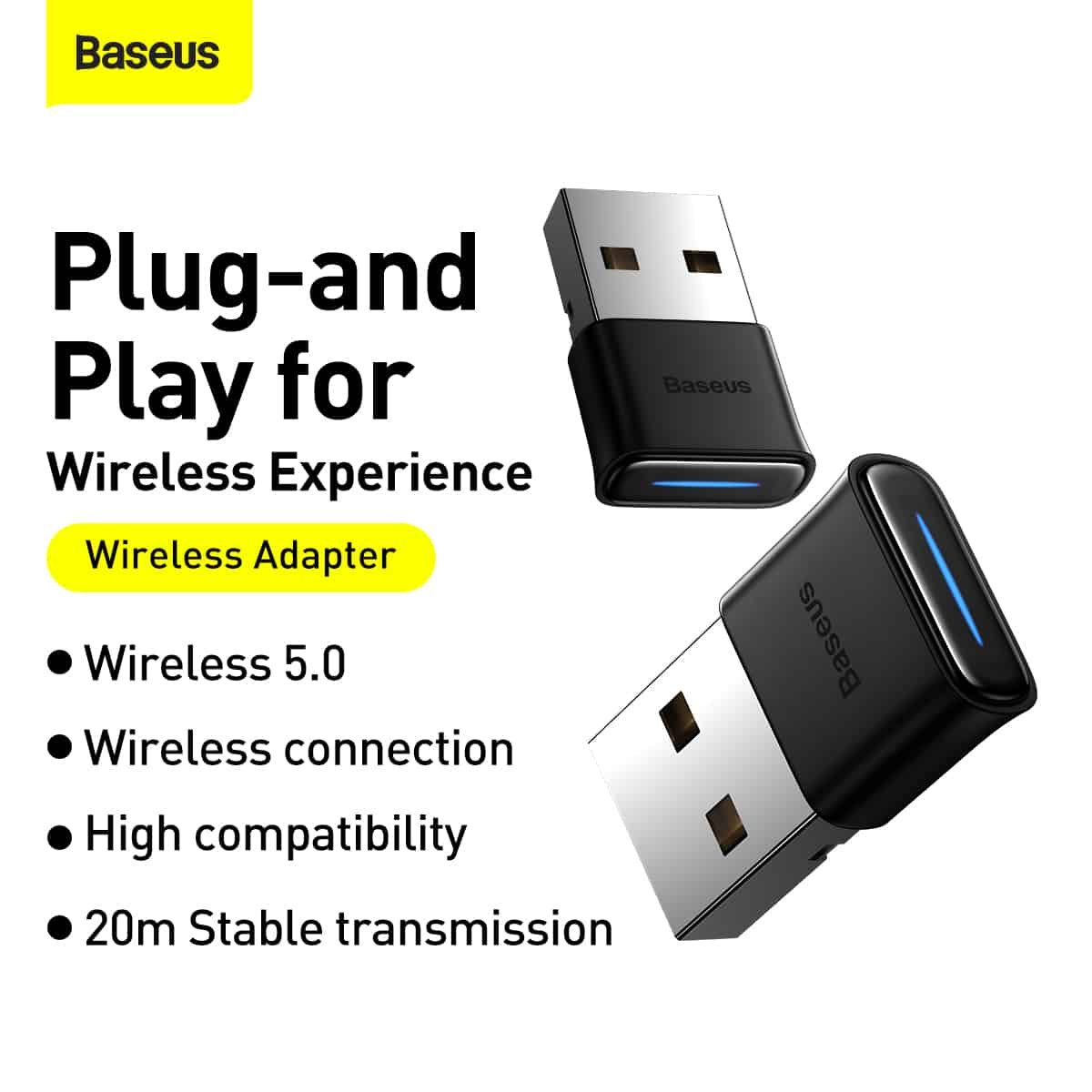 Baseus Bluetooth 5.0 USB Adapter Receiver Black -ZJBA000001- 1 Year Warranty – 1 Year Warranty