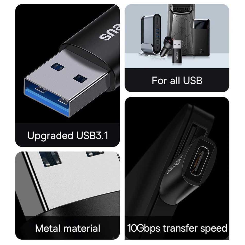 Baseus USB A to Type-C Mini OTG Adaptor Ingenuity Series- 1 Year Warranty – 1 Year Warranty