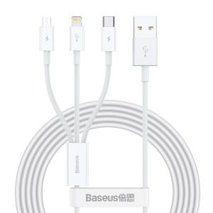 Baseus Superior Series 1.5 Meter USB to M+L+C 3.5A Cable – 1 Year Warranty