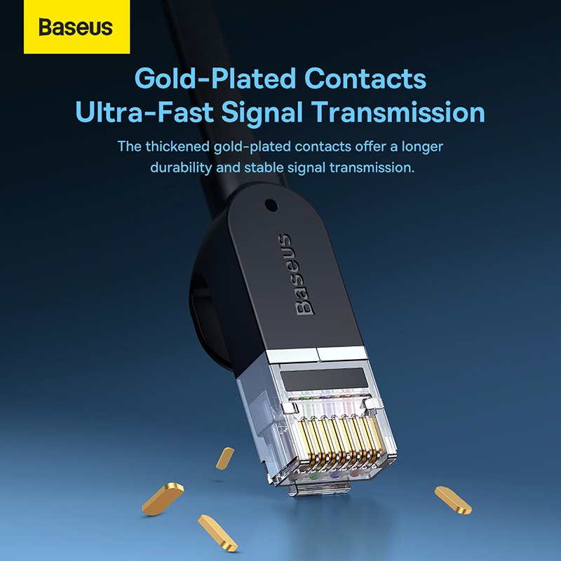 Baseus CAT 6 ? 1m High Speed Six types of RJ45 Gigabit Network Cable (flat cable) Black ? PCWL-B01 ? 1 Year Warranty – 1 Year Warranty