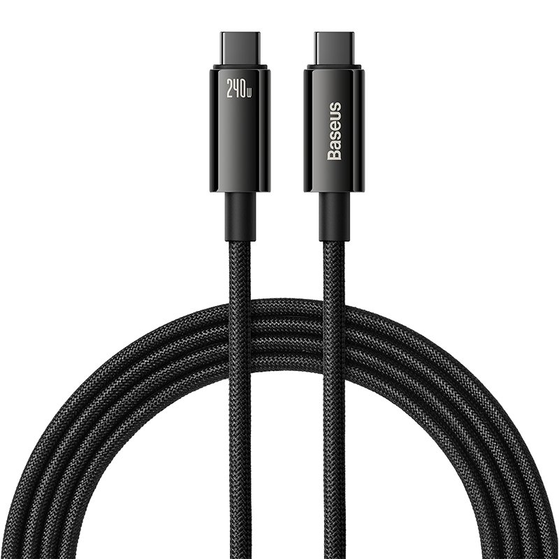 Baseus 2Meter 240W Tungsten Gold Type-C to Type-C Fast Charging Data Cable – (Black) – CAWJ040101- 1 Year Warranty