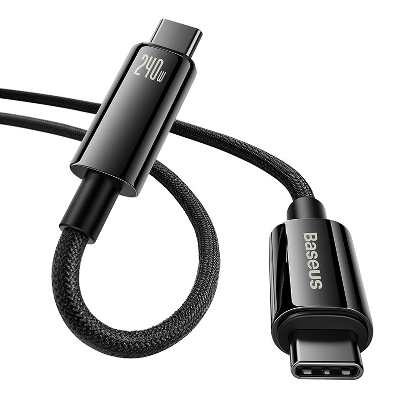 Baseus 2Meter 240W Tungsten Gold Type-C to Type-C Fast Charging Data Cable – (Black) – CAWJ040101- 1 Year Warranty
