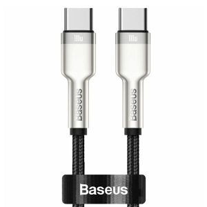 Baseus Cafule Series 1M Metal Data Cable Type-C to Type-C 100W Black – CATJK-C01 – 1 Year Warranty – 1 Year Warranty