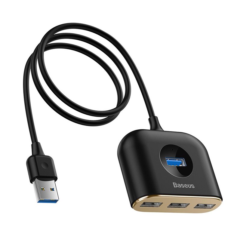 Baseus USB 4 Port HUB Square round Black- 1 Year Warranty