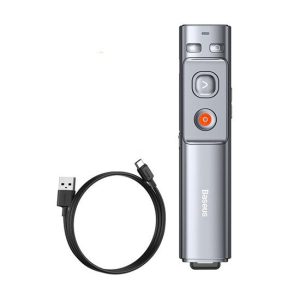 Baseus Orange Dot Rechargeable Wireless Presenter (Red Laser) Grey – WKCD000013- 1 Year Warranty