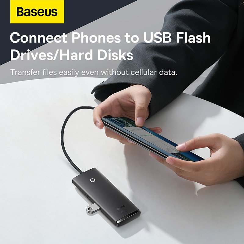 Baseus Lite Series 4-Port USB-A HUB Adapter 25cm Black- 1 Year Warranty