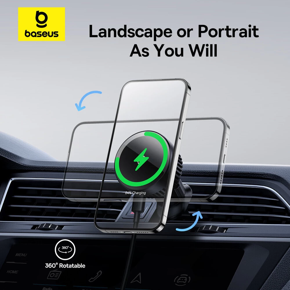 Baseus 15W MagPro Series Magnetic Wireless Charging Car Mount Air Vent Version – 1 Year Warranty